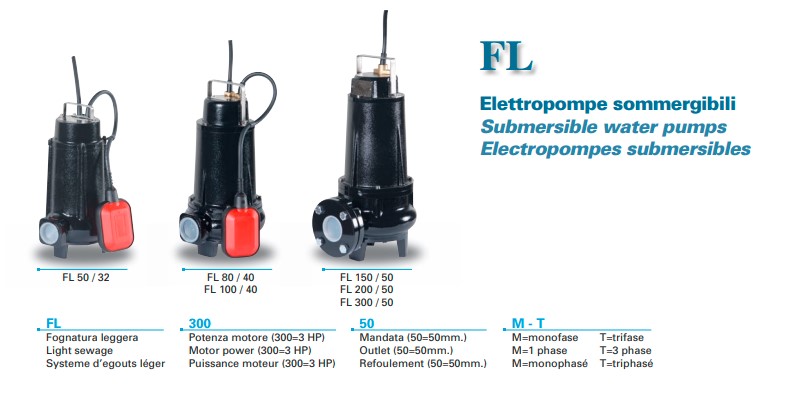 MÁY BƠM CHÌM NƯỚC THẢI FL 300/50 T